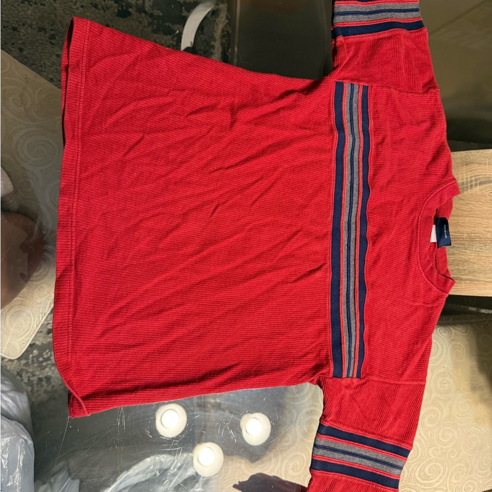 Red Striped Short Sleeve Shirt